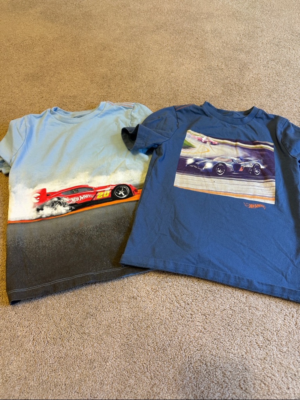 GAP Kids Short Sleeve Tee Set - Light Blue & Navy with Race Car Graphics